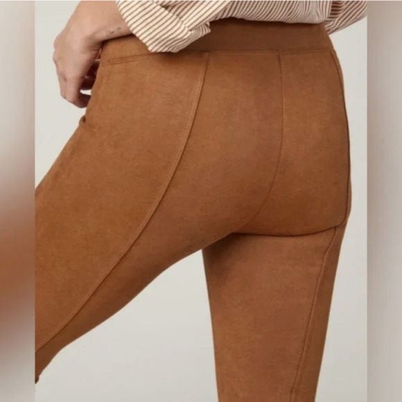 SPANX Faux Suede Legging Caramel Brown HR Ankle Shapewear Pants - Picture 4 of 12